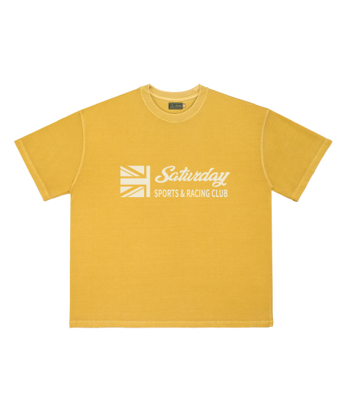 SATURDAY LEISURE CLUB(サタデーレジャークラブ)の「Pigment Dyed T-shirt(Unisex) / Saturday Sports & Racing Club - Mustard(Tシャツ/カットソー・レディース・その他・M/L)」の1枚目の写真