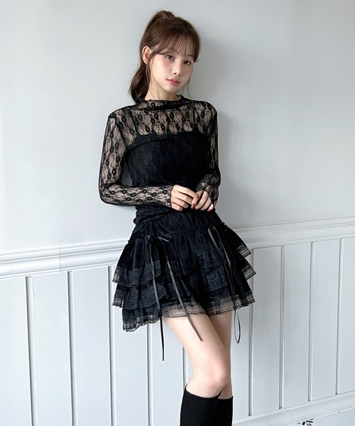by muni:r(バイ ムニール)の「【着用動画あり・3色展開】ロマンティックレースカンカンミニスカート(スカート・レディース・ブラウン/ホワイト/ブラック・FREE)」の15枚目の写真