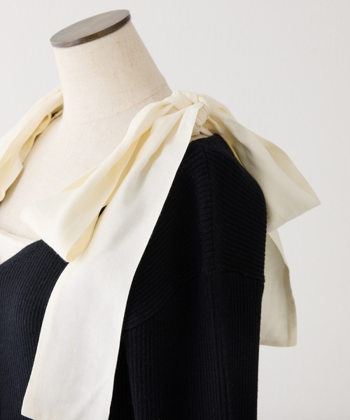 one after another NICE CLAUP(ワンアフターアナザーナイスクラップ)の「ショートカーディガン+肩リボンティアードロングワンピース(ワンピース・レディース・ホワイト系その他/ピンク系その他/ホワイト×ブラック/ドット・FREE)」の8枚目の写真