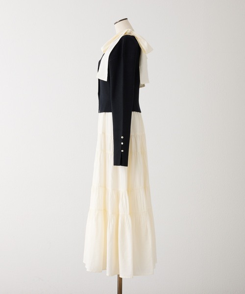 one after another NICE CLAUP(ワンアフターアナザーナイスクラップ)の「ショートカーディガン+肩リボンティアードロングワンピース(ワンピース・レディース・ホワイト系その他/ピンク系その他/ホワイト×ブラック/ドット・FREE)」の11枚目の写真