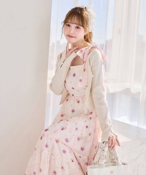 one after another NICE CLAUP(ワンアフターアナザーナイスクラップ)の「ショートカーディガン+肩リボンティアードロングワンピース(ワンピース・レディース・ホワイト系その他/ピンク系その他/ホワイト×ブラック/ドット・FREE)」の21枚目の写真