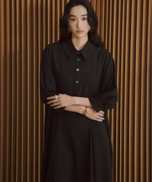 ELFRANK(エルフランク)の「襟付き ロング丈 Aラインワンピース きれいめ 長袖 ポロワンピース(ワンピース・レディース・モカ/ブラック・M/L)」の15枚目の写真