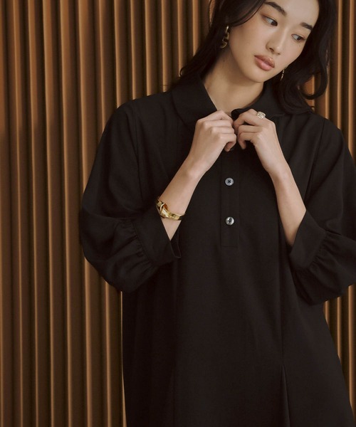 ELFRANK(エルフランク)の「襟付き ロング丈 Aラインワンピース きれいめ 長袖 ポロワンピース(ワンピース・レディース・モカ/ブラック・M/L)」の16枚目の写真