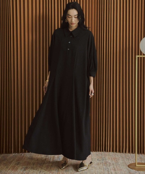ELFRANK(エルフランク)の「襟付き ロング丈 Aラインワンピース きれいめ 長袖 ポロワンピース(ワンピース・レディース・モカ/ブラック・M/L)」の17枚目の写真