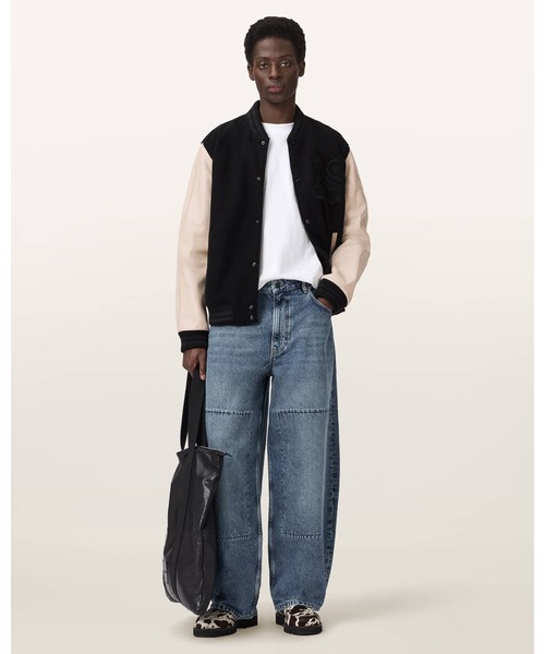 ALLSAINTS(オールセインツ)の「HOLLOWAY BOMBER JACKET | HOLLOWAY ボンバー ジャケット(スタジャン・メンズ・ブラック×ホワイト・XS/S/M/L/XL)」の6枚目の写真