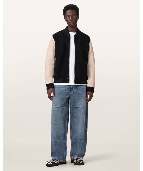 ALLSAINTS(オールセインツ)の「HOLLOWAY BOMBER JACKET | HOLLOWAY ボンバー ジャケット(スタジャン・メンズ・ブラック×ホワイト・XS/S/M/L/XL)」の8枚目の写真