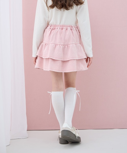 Amourire girl（アムリールガール）の「デニムフリルスカート（スカート・キッズ・サックスブルー/ピンク・160cm/150cm/140cm/130cm）」の16枚目の写真
