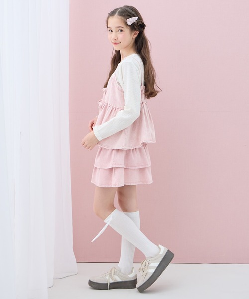 Amourire girl（アムリールガール）の「デニムフリルスカート（スカート・キッズ・サックスブルー/ピンク・160cm/150cm/140cm/130cm）」の19枚目の写真