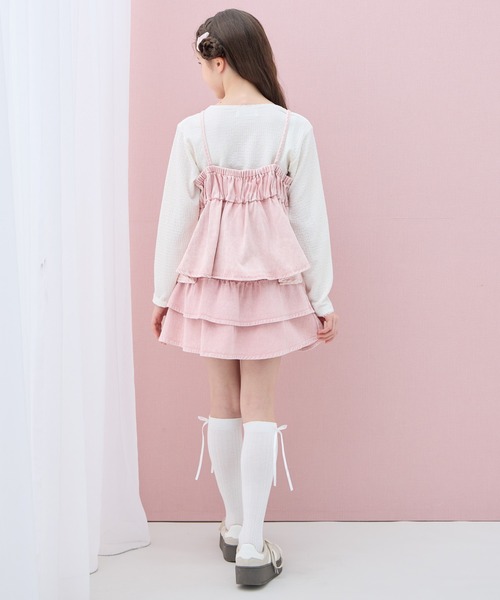 Amourire girl（アムリールガール）の「デニムフリルスカート（スカート・キッズ・サックスブルー/ピンク・160cm/150cm/140cm/130cm）」の20枚目の写真