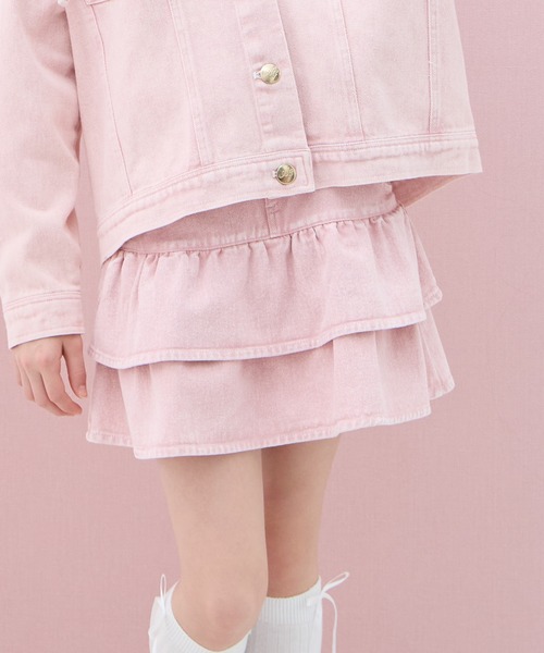 Amourire girl（アムリールガール）の「デニムフリルスカート（スカート・キッズ・サックスブルー/ピンク・160cm/150cm/140cm/130cm）」の22枚目の写真
