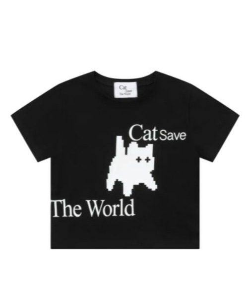CATSAVETHEWORLD(キャットセーブザワールド)の「◇CATSAVETHEWORLD◇ブランド直輸入正規品/ピクセルアートクロップティー Pixel Crop T(Tシャツ/カットソー・レディース・ブラック/ホワイト・FREE)」の9枚目の写真