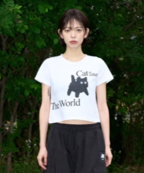 CATSAVETHEWORLD(キャットセーブザワールド)の「◇CATSAVETHEWORLD◇ブランド直輸入正規品/ピクセルアートクロップティー Pixel Crop T(Tシャツ/カットソー・レディース・ブラック/ホワイト・FREE)」の22枚目の写真