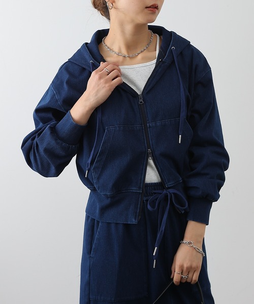 COLONY 2139(コロニートゥーワンスリーナイン)の「4WAYストレッチダブルジップパーカー(パーカー・レディース・インディゴブルー/ブラック/グレー・FREE)」の21枚目の写真