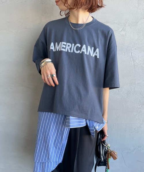 AMERICANA（アメリカーナ）の「【WEB先行予約】[Americana/アメリカーナ] 別注 AMERICANA ショート丈 プリントTシャツ（Tシャツ/カットソー・レディース・ホワイト/ブルー/ネイビー・ONE SIZE）」の16枚目の写真