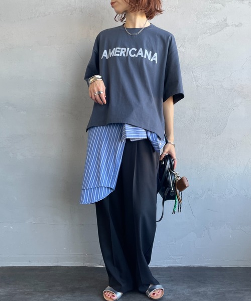 AMERICANA（アメリカーナ）の「【WEB先行予約】[Americana/アメリカーナ] 別注 AMERICANA ショート丈 プリントTシャツ（Tシャツ/カットソー・レディース・ホワイト/ブルー/ネイビー・ONE SIZE）」の19枚目の写真