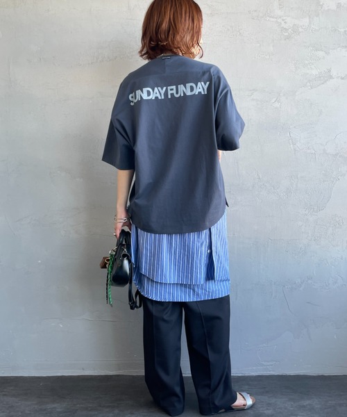 AMERICANA（アメリカーナ）の「【WEB先行予約】[Americana/アメリカーナ] 別注 AMERICANA ショート丈 プリントTシャツ（Tシャツ/カットソー・レディース・ホワイト/ブルー/ネイビー・ONE SIZE）」の21枚目の写真