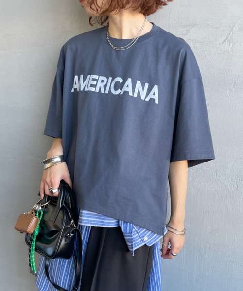 AMERICANA（アメリカーナ）の「【WEB先行予約】[Americana/アメリカーナ] 別注 AMERICANA ショート丈 プリントTシャツ（Tシャツ/カットソー・レディース・ホワイト/ブルー/ネイビー・ONE SIZE）」の15枚目の写真