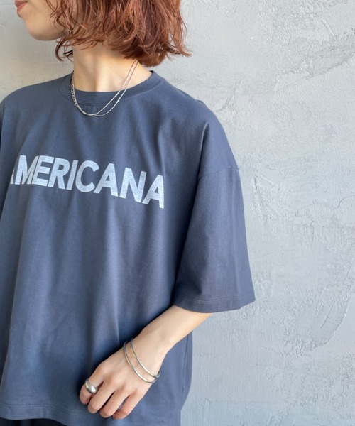 AMERICANA（アメリカーナ）の「【WEB先行予約】[Americana/アメリカーナ] 別注 AMERICANA ショート丈 プリントTシャツ（Tシャツ/カットソー・レディース・ホワイト/ブルー/ネイビー・ONE SIZE）」の22枚目の写真
