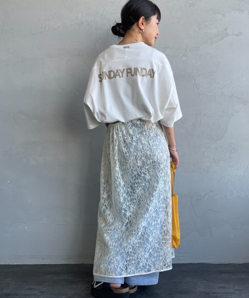 AMERICANA（アメリカーナ）の「【WEB先行予約】[Americana/アメリカーナ] 別注 AMERICANA ショート丈 プリントTシャツ（Tシャツ/カットソー・レディース・ホワイト/ブルー/ネイビー・ONE SIZE）」の7枚目の写真