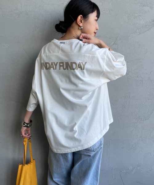 AMERICANA（アメリカーナ）の「【WEB先行予約】[Americana/アメリカーナ] 別注 AMERICANA ショート丈 プリントTシャツ（Tシャツ/カットソー・レディース・ホワイト/ブルー/ネイビー・ONE SIZE）」の10枚目の写真