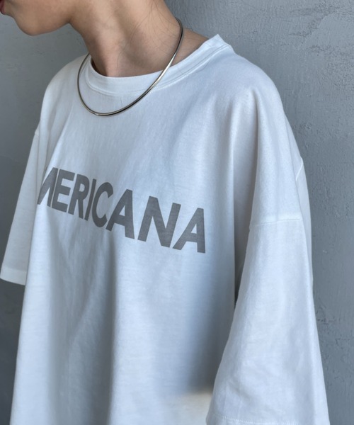 AMERICANA（アメリカーナ）の「【WEB先行予約】[Americana/アメリカーナ] 別注 AMERICANA ショート丈 プリントTシャツ（Tシャツ/カットソー・レディース・ホワイト/ブルー/ネイビー・ONE SIZE）」の11枚目の写真