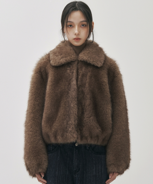 NICK&NICOLE(ニックアンドニコール)の「FLUFFY MIX FUR JACKET_BROWN(ムートンコート・レディース・その他・FREE)」の1枚目の写真