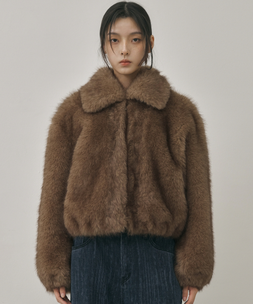 NICK&NICOLE(ニックアンドニコール)の「FLUFFY MIX FUR JACKET_BROWN(ムートンコート・レディース・その他・FREE)」の2枚目の写真