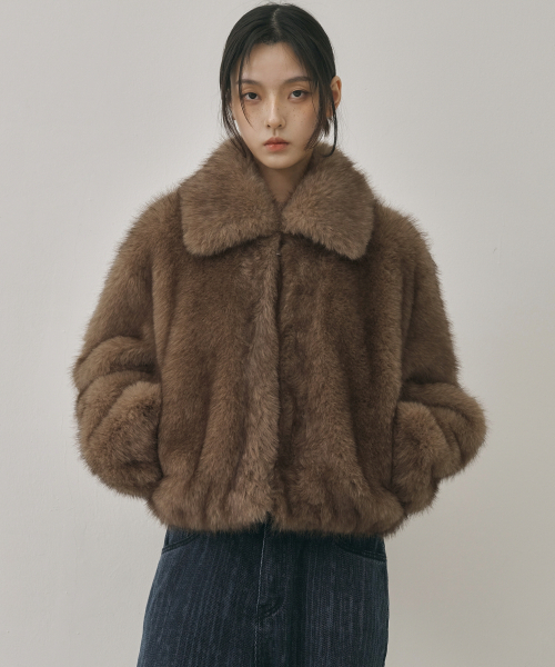 NICK&NICOLE(ニックアンドニコール)の「FLUFFY MIX FUR JACKET_BROWN(ムートンコート・レディース・その他・FREE)」の3枚目の写真