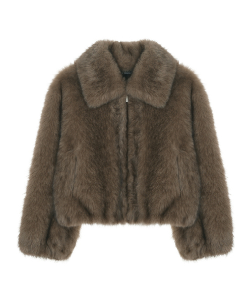 NICK&NICOLE(ニックアンドニコール)の「FLUFFY MIX FUR JACKET_BROWN(ムートンコート・レディース・その他・FREE)」の4枚目の写真