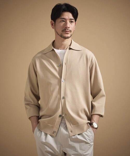 TAKEO KIKUCHI（タケオキクチ）の「ポロ ニットシャツ カーディガン（カーディガン/ボレロ・メンズ・ベージュ/ネイビー/ブラック/ダークグリーン・02/03）」の7枚目の写真