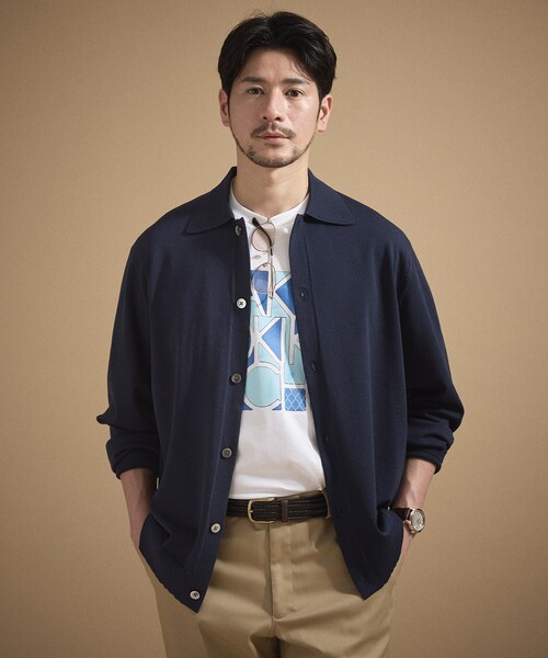 TAKEO KIKUCHI（タケオキクチ）の「ポロ ニットシャツ カーディガン（カーディガン/ボレロ・メンズ・ベージュ/ネイビー/ブラック/ダークグリーン・02/03）」の11枚目の写真