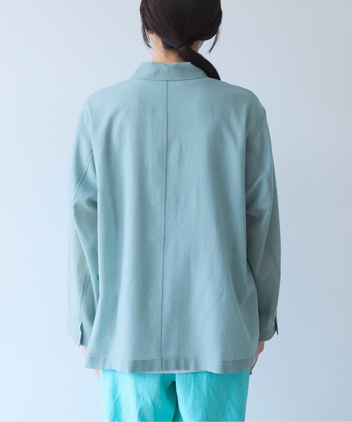 yuni（ユニ　）の「sheer summer Wool-Polyester Voil ribon シャツ（シャツ/ブラウス・レディース・グリーン/ブラック・FREE）」の14枚目の写真