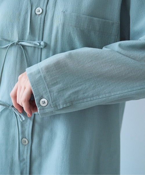 yuni（ユニ　）の「sheer summer Wool-Polyester Voil ribon シャツ（シャツ/ブラウス・レディース・グリーン/ブラック・FREE）」の19枚目の写真
