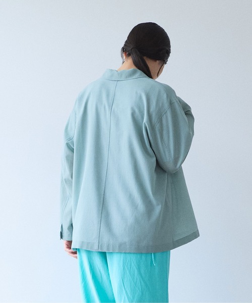 yuni（ユニ　）の「sheer summer Wool-Polyester Voil ribon シャツ（シャツ/ブラウス・レディース・グリーン/ブラック・FREE）」の11枚目の写真