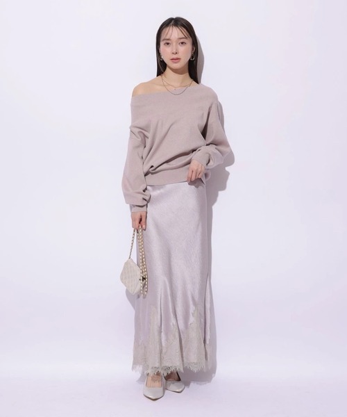 Mystrada（マイストラーダ）の「レース×サテンナロースカート（スカート・レディース・ピンク系その他/ベージュ系その他/ミント・38/36/34）」の4枚目の写真