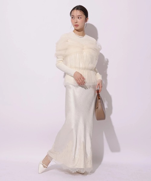 Mystrada（マイストラーダ）の「レース×サテンナロースカート（スカート・レディース・ピンク系その他/ベージュ系その他/ミント・38/36/34）」の5枚目の写真