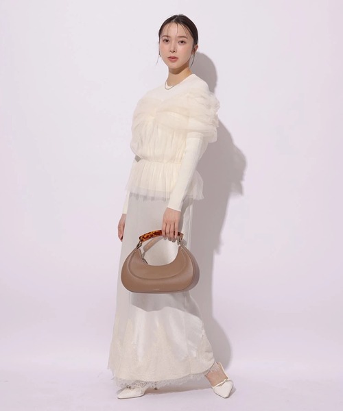 Mystrada（マイストラーダ）の「レース×サテンナロースカート（スカート・レディース・ピンク系その他/ベージュ系その他/ミント・38/36/34）」の6枚目の写真