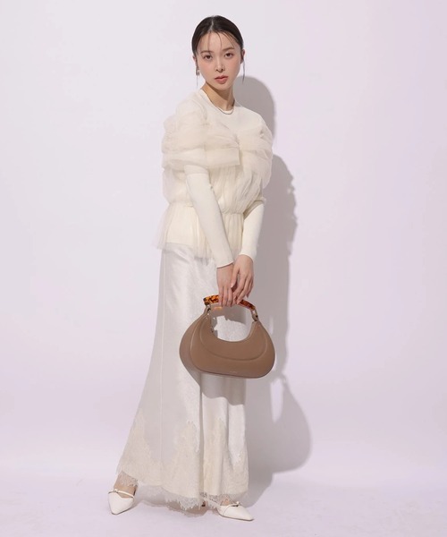 Mystrada（マイストラーダ）の「レース×サテンナロースカート（スカート・レディース・ピンク系その他/ベージュ系その他/ミント・38/36/34）」の7枚目の写真