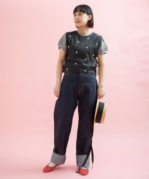 Dot&Stripes CHILD WOMAN(ドットアンドストライプス チャイルドウーマン)の「小花オンケミ刺繍 スクエアベスト(ベスト・レディース・ブラック/その他/ホワイト・FREE)」の16枚目の写真