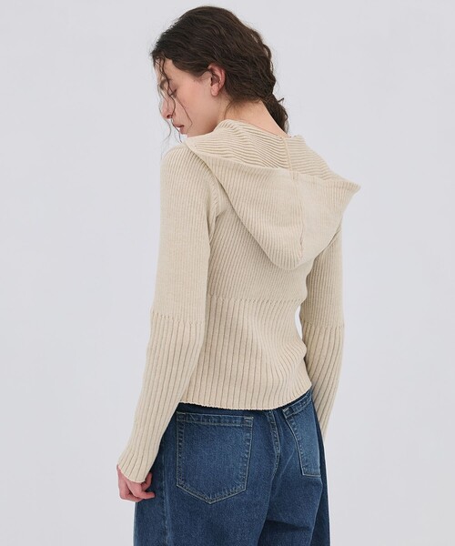 PUBLIC TOKYO（パブリックトウキョウ）の「【2026春新作】リブニットジップフーディ（ニット/セーター・レディース・グレー/アイボリー・FREE）」の20枚目の写真