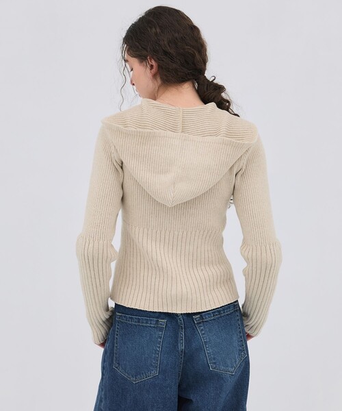 PUBLIC TOKYO（パブリックトウキョウ）の「【2026春新作】リブニットジップフーディ（ニット/セーター・レディース・グレー/アイボリー・FREE）」の19枚目の写真