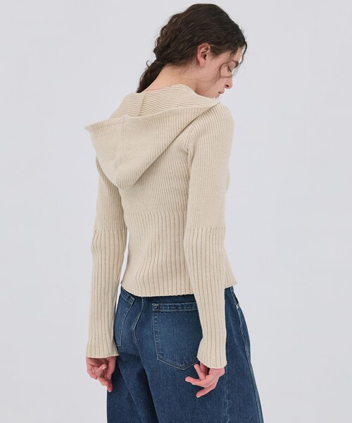 PUBLIC TOKYO（パブリックトウキョウ）の「【2026春新作】リブニットジップフーディ（ニット/セーター・レディース・グレー/アイボリー・FREE）」の18枚目の写真