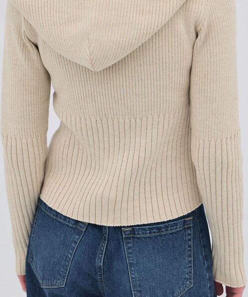 PUBLIC TOKYO（パブリックトウキョウ）の「【2026春新作】リブニットジップフーディ（ニット/セーター・レディース・グレー/アイボリー・FREE）」の13枚目の写真