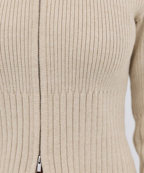 PUBLIC TOKYO（パブリックトウキョウ）の「【2026春新作】リブニットジップフーディ（ニット/セーター・レディース・グレー/アイボリー・FREE）」の12枚目の写真