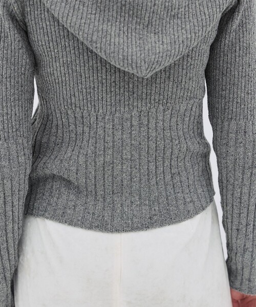 PUBLIC TOKYO（パブリックトウキョウ）の「【2026春新作】リブニットジップフーディ（ニット/セーター・レディース・グレー/アイボリー・FREE）」の6枚目の写真