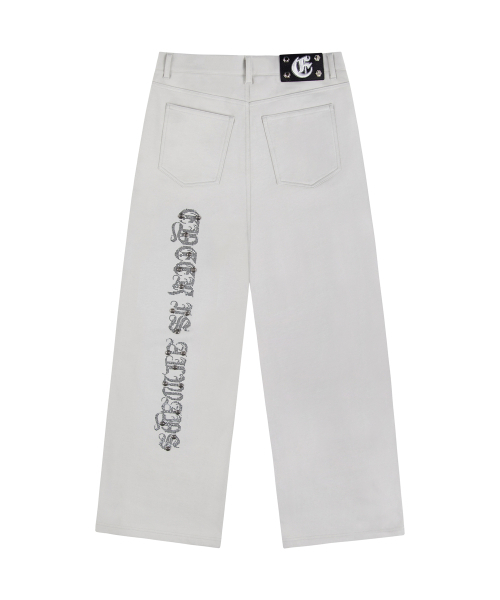 Stud&Hotfix Detail Sweatpants - Gray