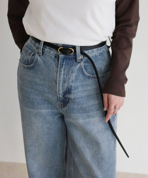 fredy emue（フレディエミュ）の「牛革フリー細ベルト（ベルト・レディース・ブラック/ダークブラウン・FREE）」の7枚目の写真