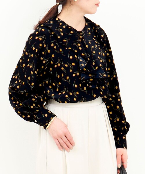 MICO COULIER（ミコクリエ）の「チューリッププリントフリルブラウス（シャツ/ブラウス・レディース・ブラウン系その他/ブルー系その他・38）」の17枚目の写真