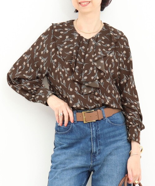 MICO COULIER（ミコクリエ）の「チューリッププリントフリルブラウス（シャツ/ブラウス・レディース・ブラウン系その他/ブルー系その他・38）」の21枚目の写真