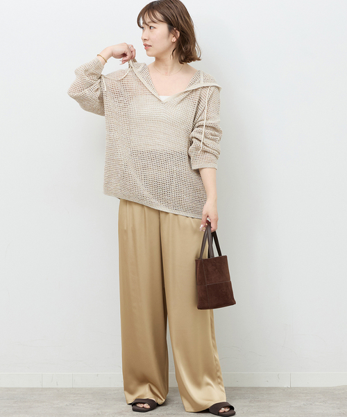 JOURNAL STANDARD relume（ジャーナルスタンダード　レリューム）の「サテンイージーパンツ（その他パンツ・レディース・ネイビー/ベージュ・FREE）」の3枚目の写真